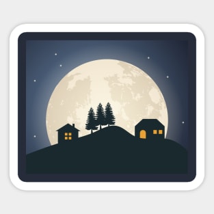 Full moon over the hill Sticker